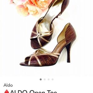 ALDO Elegant Brown and Gold Heels